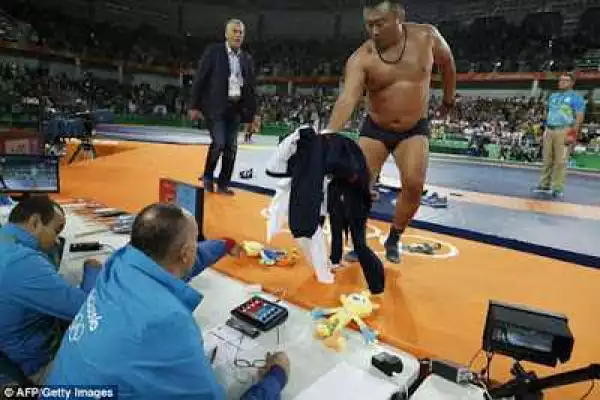 Photos: OMG! Wrestling Coaches Strip Down To Their Underwear To Protest Match Decision In Rio